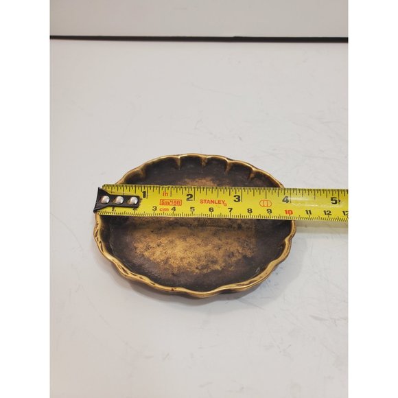 Vintage brass Plate,small small Plate, Trincket Plate, Carved brass Plate, brass - Picture 7 of 8